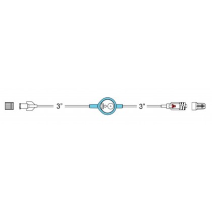 Item# BC686 MiniBore Filter Extension Set, female luer-lock, 1.2 micron air eliminating filter, male luer-lock with back check valve, CODAN FlowStop Cap™ 50/CS